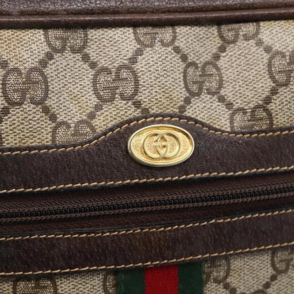 GUCCI GG Supreme Web Sherry Line Shoulder Bag PVC Beige Gold 010 378 Auth 150379 - Picture 10 of 16